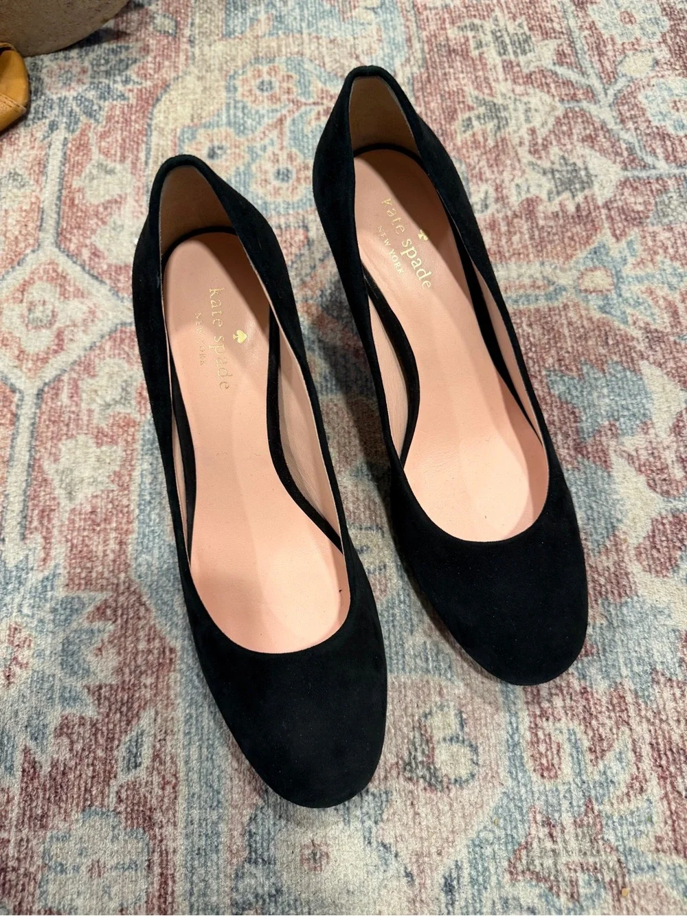 kate spade Black Suede Round-Toe Pumps